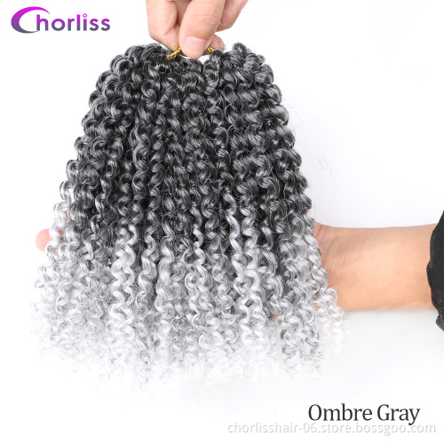 Wholesale New Water Wave Curly Hair Bob Kinky Curly Synthetic Braid 8" Ombre Marley Crochet Braids Synthetic Hair Extension